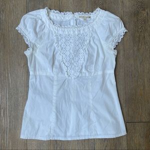 Nanette Lepore - Women's - White Cotton Short-Sleeve Peasant Blouse - Size 8